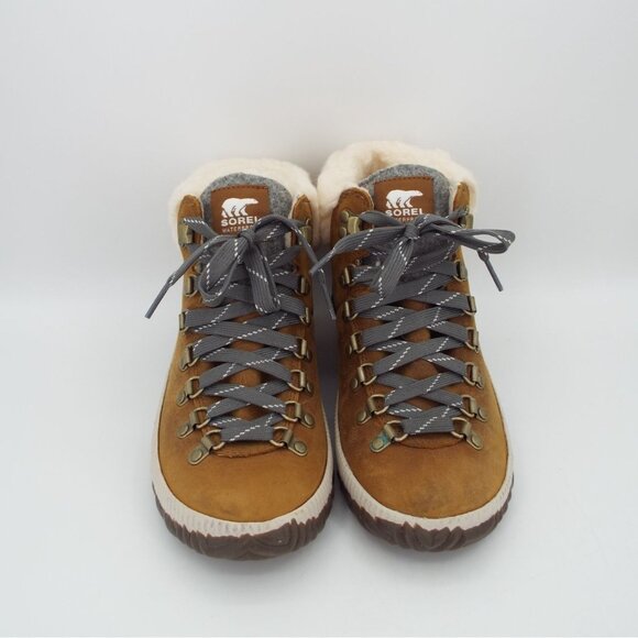 Sorel Out N About NL3404-286 Tan Leather Faux Fur Waterproof Booties Size 6.5 - Picture 3 of 10